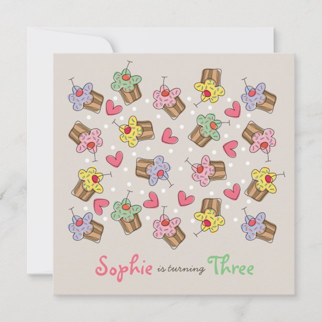 Invitation de la fête d'anniversaire de la Fille d (Devant)