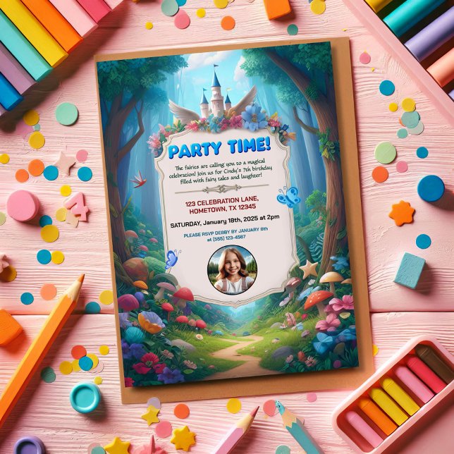 Invitation de la fête d'anniversaire de la forêt d (Créateur téléchargé)