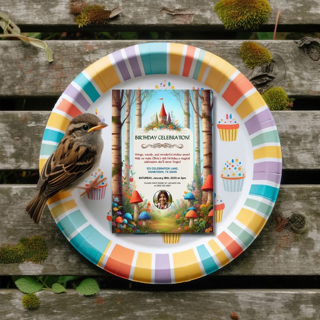 Invitation de la fête d'anniversaire de la forêt d (Créateur téléchargé)
