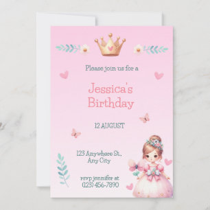 Invitation de la fête d'anniversaire de la princes