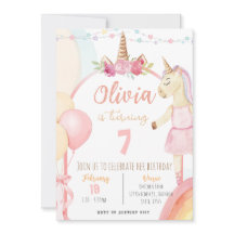 Invitation de la fête d'anniversaire de la Unicorn