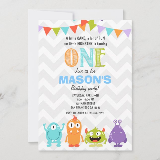 Invitation de la fête d'anniversaire de Little Mon (Devant)