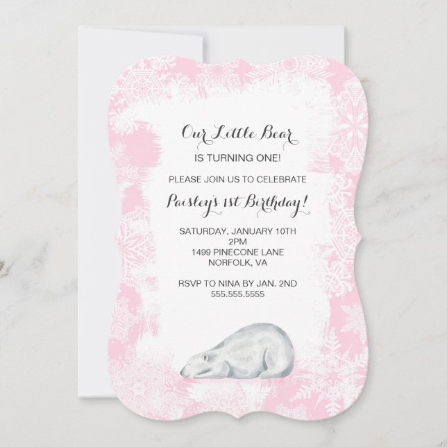 Invitation de la fête d'anniversaire de l'ours pol (Devant)