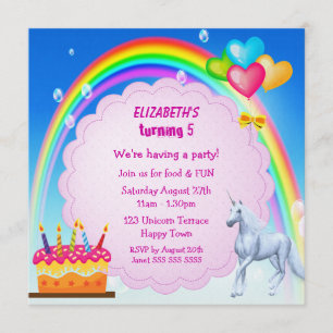 Invitation de la fête d'anniversaire de Unicorn, R