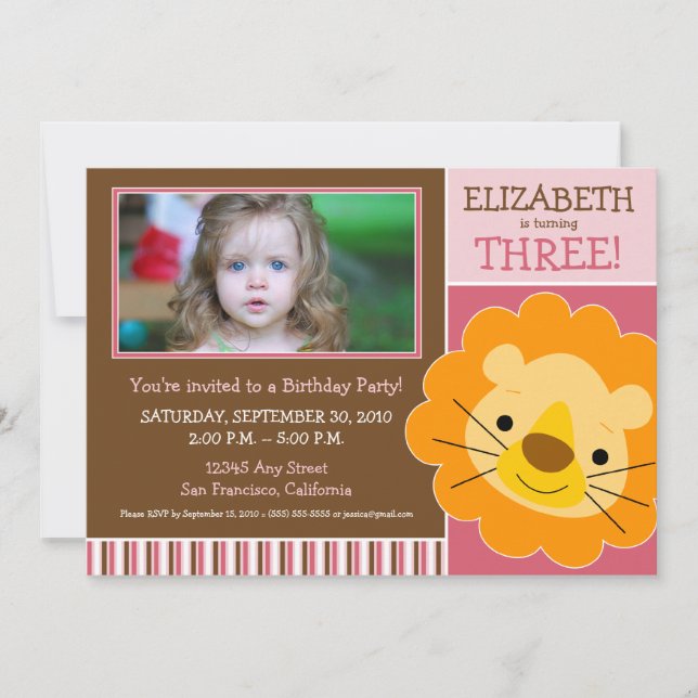 Invitation de la fête d'anniversaire des Filles du (Devant)