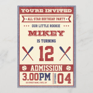 Invitation de la fête d'anniversaire du baseball v