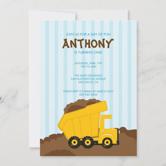 Invitation de la fête d'anniversaire du Camion Cut (Devant)