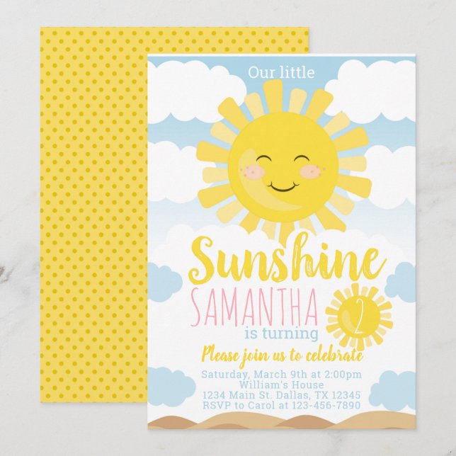 Invitation de la fête d'anniversaire du dimanche (Devant / Derrière)
