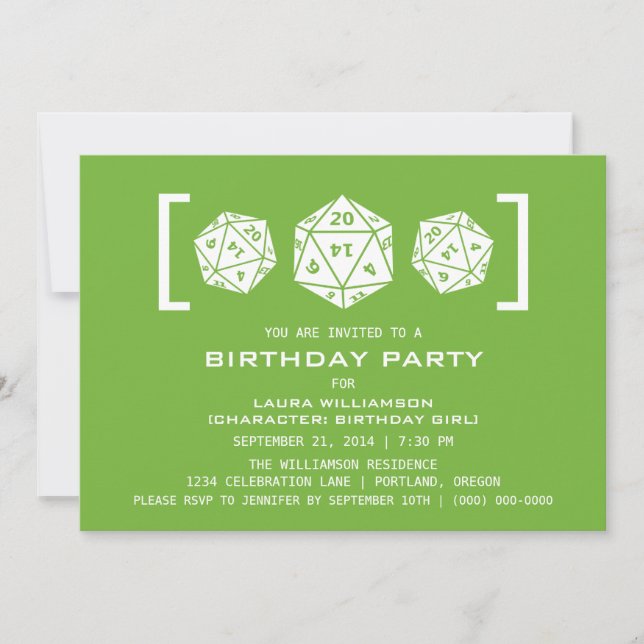 Invitation de la fête d'anniversaire du jeu de dés (Devant)