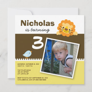 Invitation de la fête d'anniversaire du lion et de