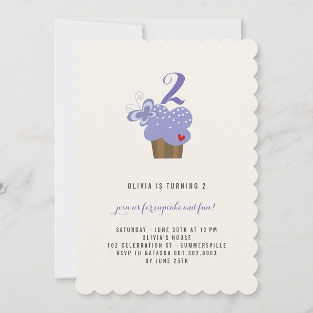 Invitation de la fête d'anniversaire du papillon p (Devant)