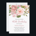 Invitation de la fête d'anniversaire du Rose rose<br><div class="desc">Rose Blush Rose Gold 40h Anniversaire Invitation de fête Voir la collection correspondante Dans Niche et Nest Store</div>