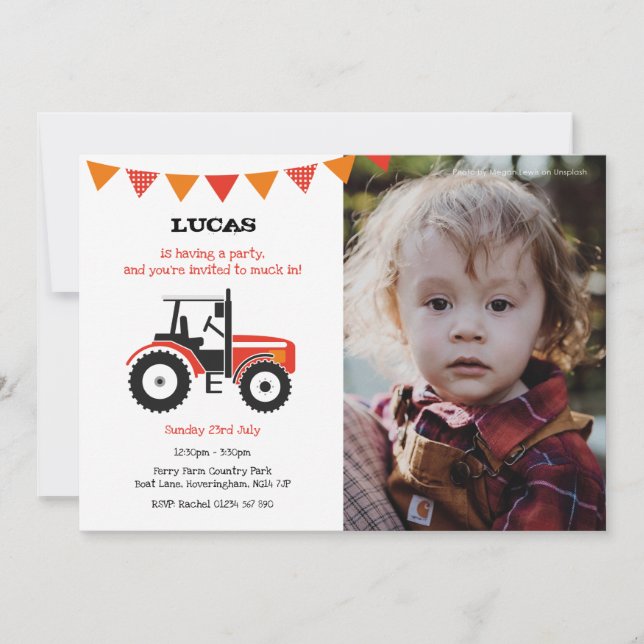 Invitation de la fête d'anniversaire du Tracteur r (Devant)