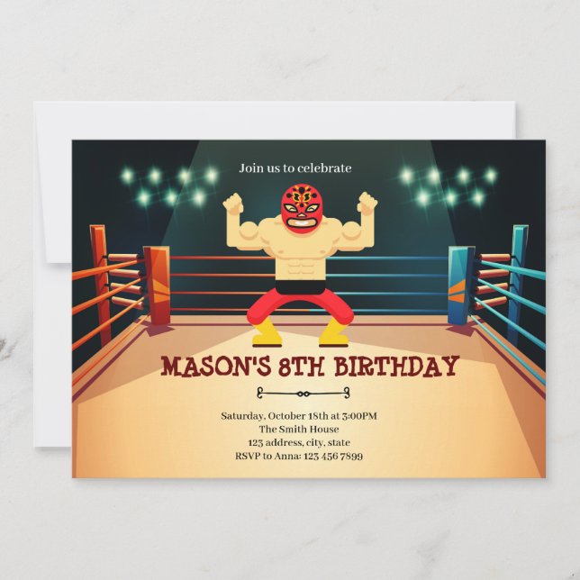 Invitation de la fête d'anniversaire Luchador (Devant)
