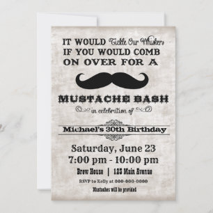 Invitation de la fête d'anniversaire Mustache Bash