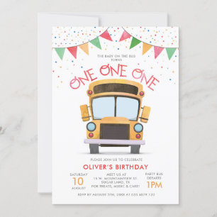 Invitation de la fête d'autobus 1er anniversaire