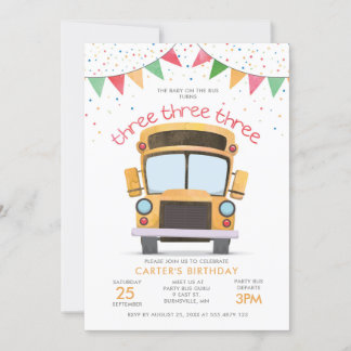 Invitation de la fête d'autobus du 3e anniversaire