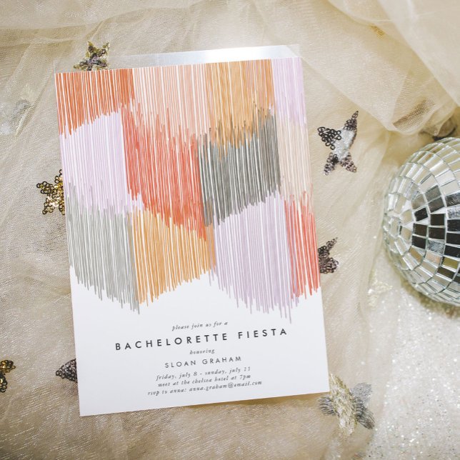 Invitation de la Fête de Bachelorette Fringe (Pink modern fringe bachelorette party invitation.)