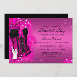 Invitation de la fête de bachelorette rose en plum