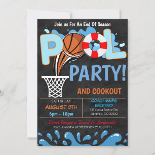Invitation de la fête de basket-ball de la piscine