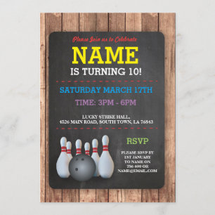 Invitation de la fête de bowling Tenpin Boys