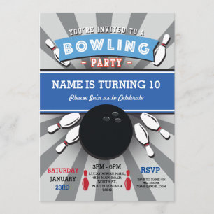 Invitation de la fête de bowling Tenpin Boys