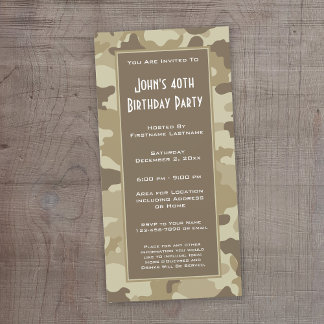 Invitation de la fête de camouflage militaire