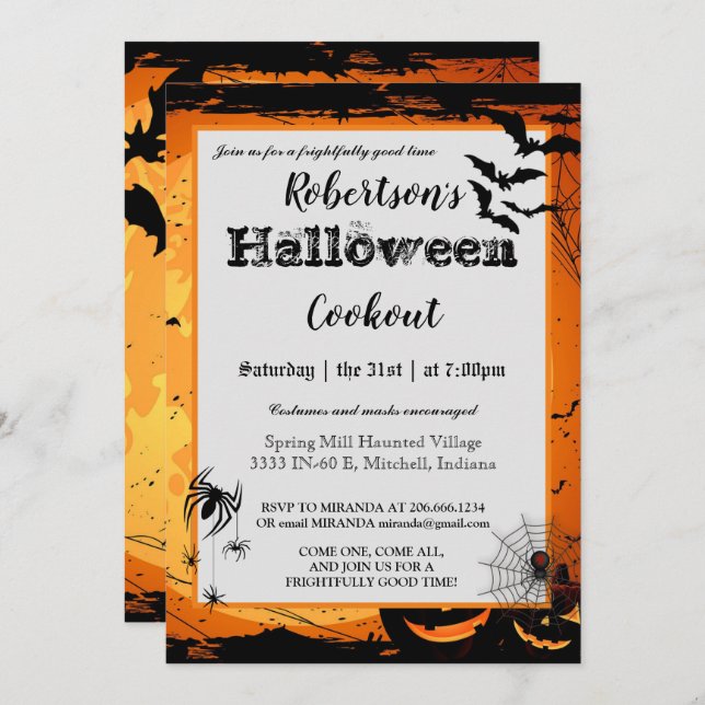 Invitation de la fête de cuisine d'Halloween Éffra (Devant / Derrière)