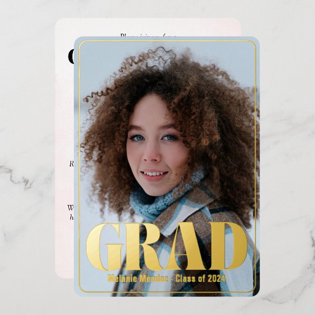 Invitation de la fête de Faire-part et de graduati (Recto/Verso)