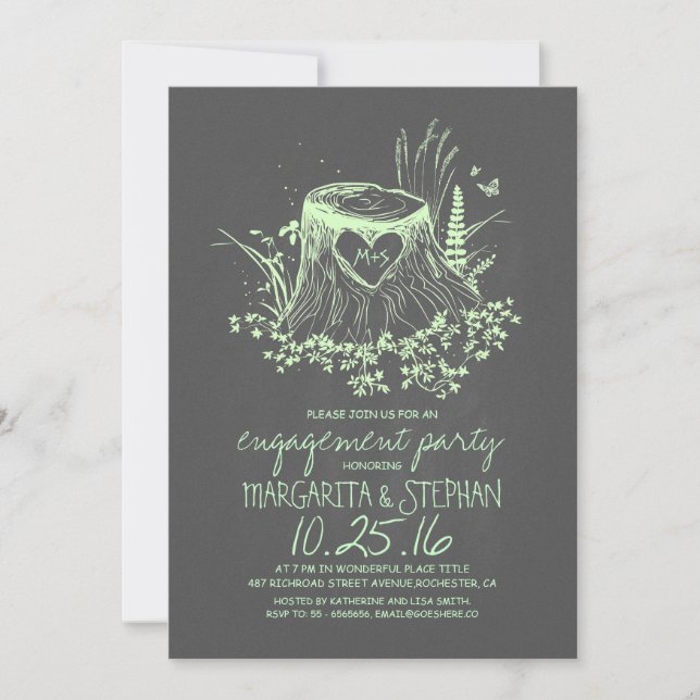 Invitation de la fête de fiançailles du coeur de b (Devant)