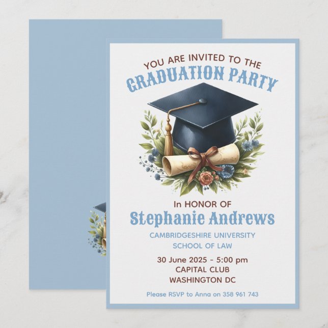 Invitation de la fête de fin d'études Appartement  (Devant / Derrière)