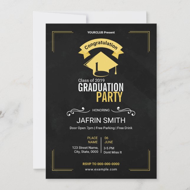 Invitation de la fête de graduation (Devant)