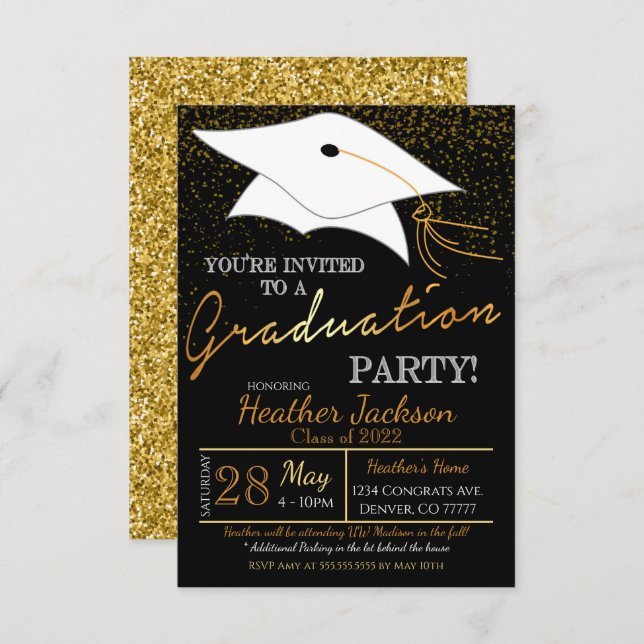 Invitation de la fête de graduation (Devant / Derrière)