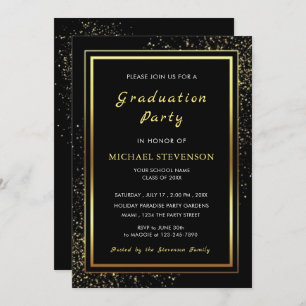 Invitation de la fête de graduation - Black Gold m