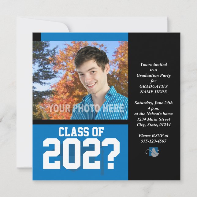 Invitation de la fête de graduation-Blue-2 (Devant)