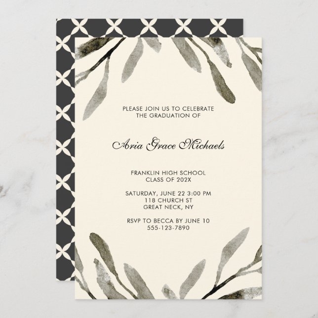 Invitation de la fête de graduation botanique (Devant / Derrière)