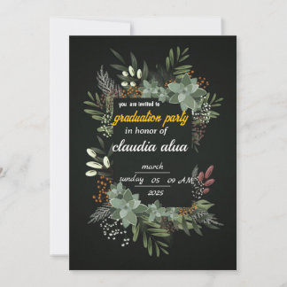 Invitation de la fête de graduation botanique élég