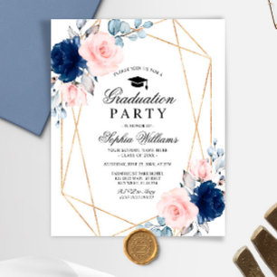 Invitation de la fête de graduation Budget Blush &