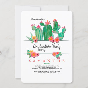 Invitation de la fête de graduation de Cactus en f