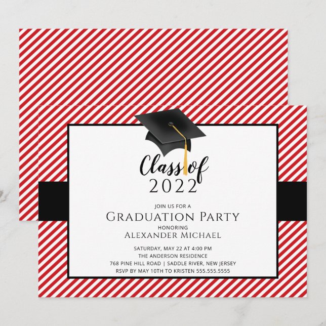 Invitation de la fête de graduation de Casquette m (Devant / Derrière)