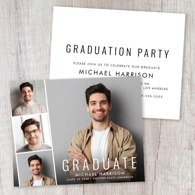 Invitation de la fête de graduation de la bande ph (Budget Photo Graduation Party Invitation)