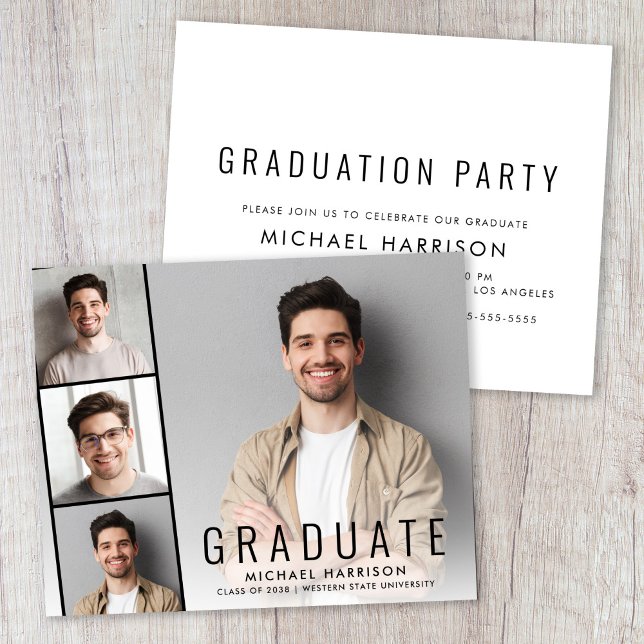 Invitation de la fête de graduation de la bande ph (Budget Photo Graduation Party Invitation)