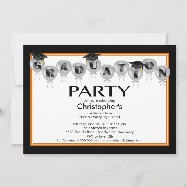Invitation de la fête de graduation des ballons Ca (Devant)