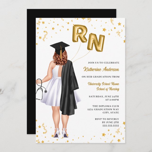 Invitation de la fête de graduation des infirmière (Devant / Derrière)