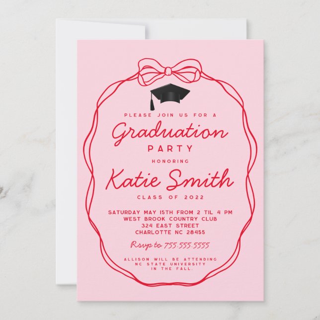Invitation de la fête de graduation, Doodles BowGr (Devant)