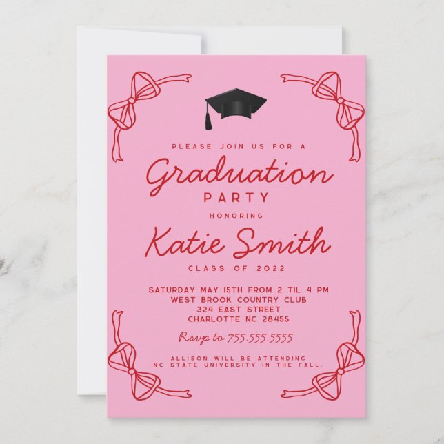 Invitation de la fête de graduation, Doodles BowGr (Devant)