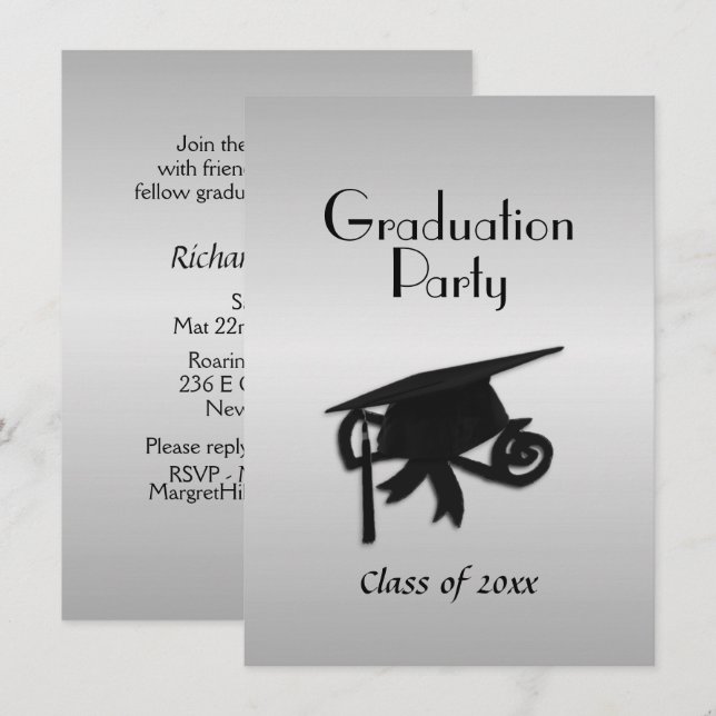 Invitation de la fête de graduation en argent (Devant / Derrière)