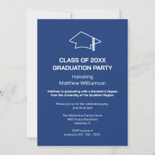 Invitation de la fête de graduation en bleu foncé