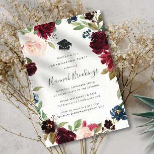 Invitation de la fête de graduation en fleurs radi
