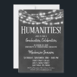Invitation de la fête de graduation en sciences hu<br><div class="desc">Un tableau noir et blanc amusant Invitation de remise de diplômes Humanities avec des lumières brillantes au sommet.</div>